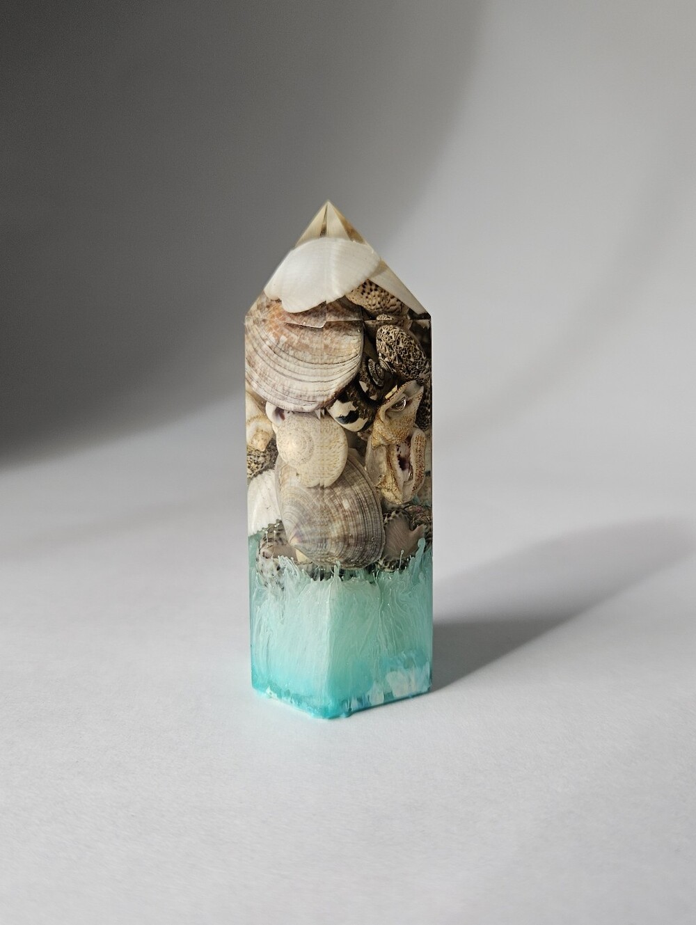 Handmade Resin Crystal with Seashells - Beach House Decor Mermaid Aesthetic